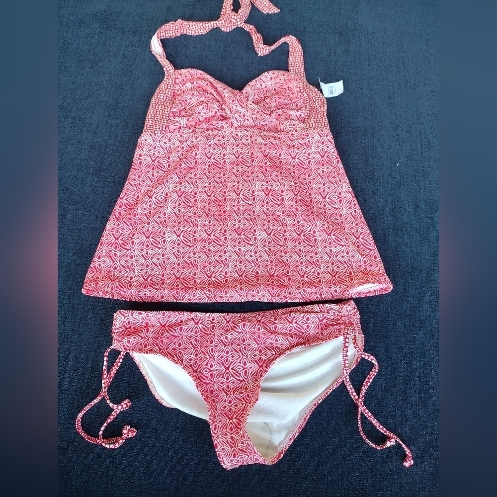 Ann Taylor Loft Beach Side Tie Halter 2PC Tankini Set Swimsuit Top M Bottom S